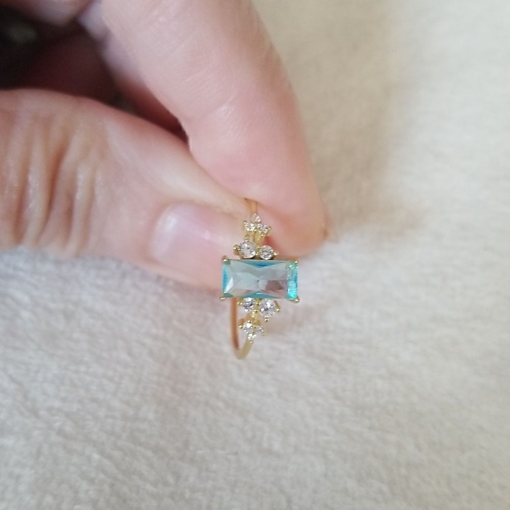 Rectangular size 8 ring ocean blue - Picture 3 of 10